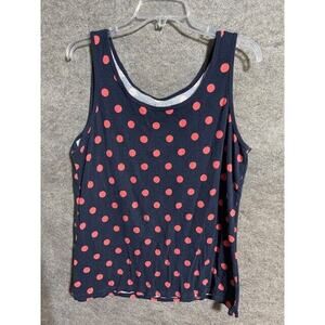 C EST 1946 Tank Top Womens XL Polka Dots Cotton Modal Stretch Scoop Neck Blue